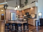 Kitchen with beautiful wood cabinets and stainless steel appliances